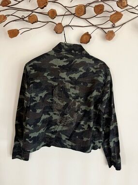 John + Jenn Cropped Camo Skull Jacket